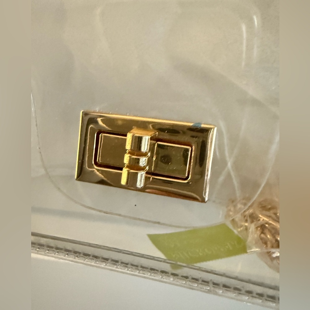 NWT Boutique CLEAR Shoulder Bag with chunky gold chain. - Picture 4 of 7